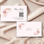 Carte D'accompagnement Elégant floral Blush rose QR Code Mariage RSVP