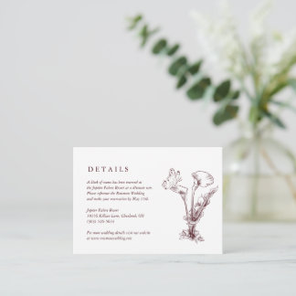 Carte D'accompagnement Elegant Floral Burgundy Wedding Details Card