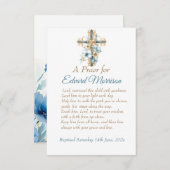 Carte D'accompagnement Élégant floral Dusty Baptême bleu (Devant / Derrière)