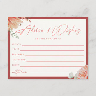 Carte D'accompagnement Élégant floral rouge "Conseils & Vœux" Baby Shower