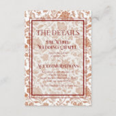 Carte D'accompagnement Elegant Floral Toile QR Code Wedding Details (Devant)