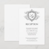 Carte D'accompagnement Elegant Flourish Crest Monogram Reception Card (Devant / Derrière)
