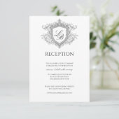 Carte D'accompagnement Elegant Flourish Crest Monogram Reception Card (Debout devant)