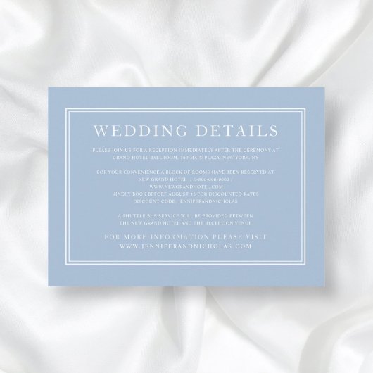 Carte D'accompagnement Élégant Formal Classic Powder Blue Détails Mariage
