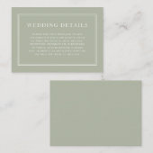 Carte D'accompagnement Elégant Formal Classic Sage Green Détails Mariage (Devant / Derrière)