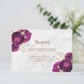 Carte D'accompagnement Élégant Fuchsia Floral Mariage or (Debout devant)