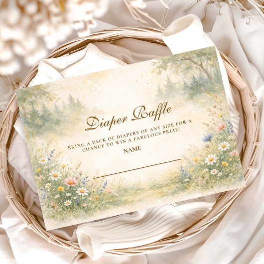 Carte D'accompagnement Elegant Garden Meadow Diapper Raffle
