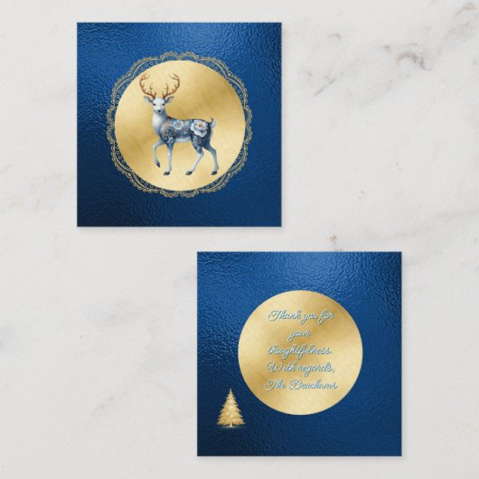 Carte D'accompagnement Elegant Gold and Blue Christmas Enclosure Note (Devant / Derrière)