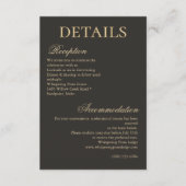 Carte D'accompagnement Elegant Gold Charcoal Minimalist Wedding Details (Devant)