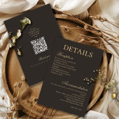 Carte D'accompagnement Elegant Gold Charcoal Minimalist Wedding Details