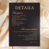 Carte D'accompagnement Elegant Gold Charcoal Minimalist Wedding Details