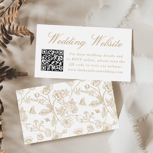 Carte D'accompagnement Elegant Gold Chinoiserie Site Mariage QR Code