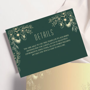 Carte D'accompagnement Elegant Gold et Emerald Green Détails du Mariage