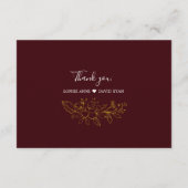 Carte D'accompagnement Elegant Gold Floral Deep Burgundy QR Code Wedding  (Dos)