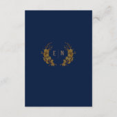 Carte D'accompagnement Elegant Gold Frame Navy Blue Détails du Mariage (Dos)