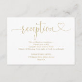 Carte D'accompagnement Elégant Gold Heart Script Mariage Réception (Devant)