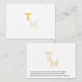 Carte D'accompagnement Elegant Gold Initial Monogram Enclosure Card (Devant / Derrière)