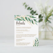 Carte D'accompagnement Elegant Gold Leaf Détails du Mariage Insérer une c (Debout devant)