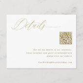 Carte D'accompagnement Elegant Gold Mariage Détails QR Code (Devant)