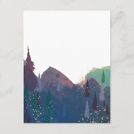 Carte D'accompagnement Elegant Gold Mountain Mariage Détails sur le clien (Dos)