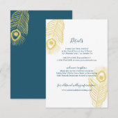 Carte D'accompagnement Elegant Gold Peacock Mariage Informations clients (Devant / Derrière)