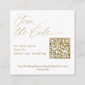 Carte D'accompagnement Elegant Gold QR Code Mariage site (Devant)