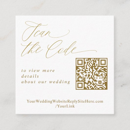 Carte D'accompagnement Elegant Gold QR Code Mariage site (Devant)