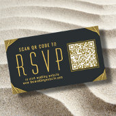 Carte D'accompagnement Elegant Gold QR Code RSVP Mariage islamique site W