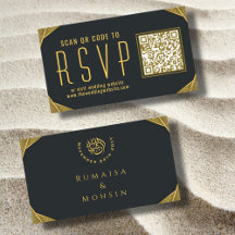Elegant Gold QR Code RSVP Mariage islamique site W