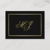 Carte D'accompagnement Elegant Gold Script Monogram Black Mariage Détails (Dos)