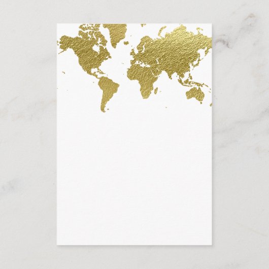 Carte D'accompagnement Elégant Gold World Map Réception de mariage (Dos)