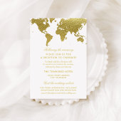 Carte D'accompagnement Elégant Gold World Map Réception de mariage