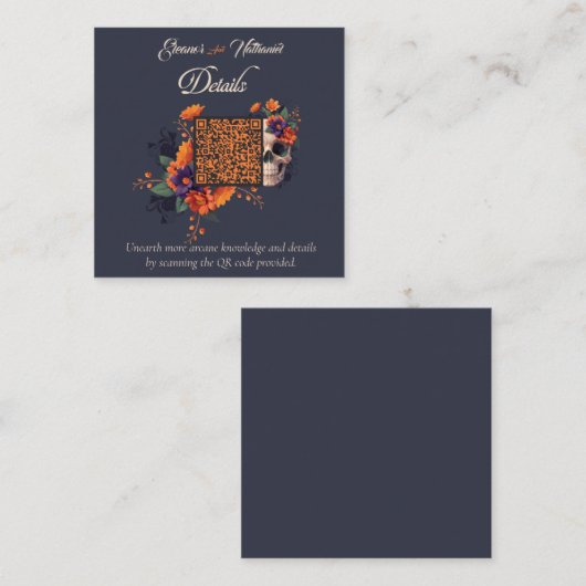 Carte D'accompagnement Élégant Goth Floral Budget minimum QR code Détails (Devant / Derrière)