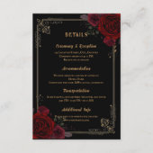 Carte D'accompagnement Elegant Gothic Romance Roses Wedding (Devant)