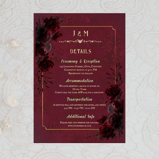 Carte D'accompagnement Elegant Gothic Romance Wedding Enclosure Card