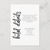 Carte D'accompagnement Élégant Gras Script noir blanc Mariage Hotel (Devant)