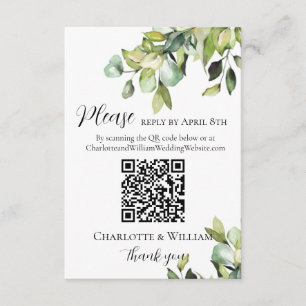 Carte D'accompagnement Elegant Green Botanical Répondre QR Code