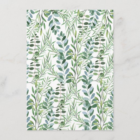 Carte D'accompagnement Elegant Green Eucalyptus Détails Mariage Enclos (Dos)