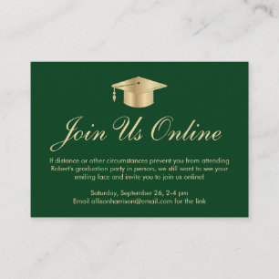 Carte D'accompagnement Elégant Green Gold Online Graduation Party