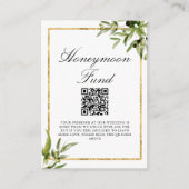 Carte D'accompagnement Elégant Green Leaf Mariage Honeymoon Fund (Devant)