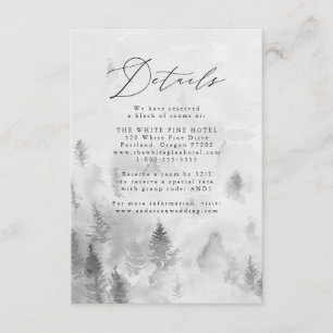Carte D'accompagnement Elegant Grey Winter Forest Détails du Mariage