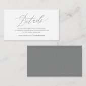 Carte D'accompagnement Elegant gris foncé, Détails Mariage, RSVP en ligne (Devant / Derrière)