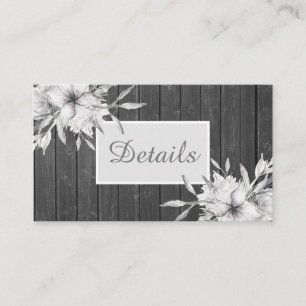 Carte D'accompagnement Elégant gris rustique. Détails du mariage