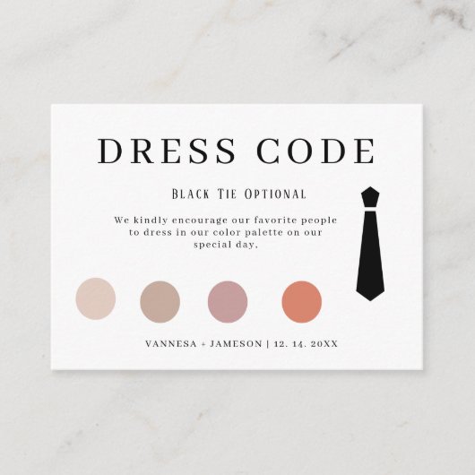 Carte D'accompagnement Elegant Guest dress code card, Canva attire (Devant)