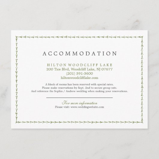 Carte D'accompagnement Élégant hébergement de mariage classique vintage (Devant)