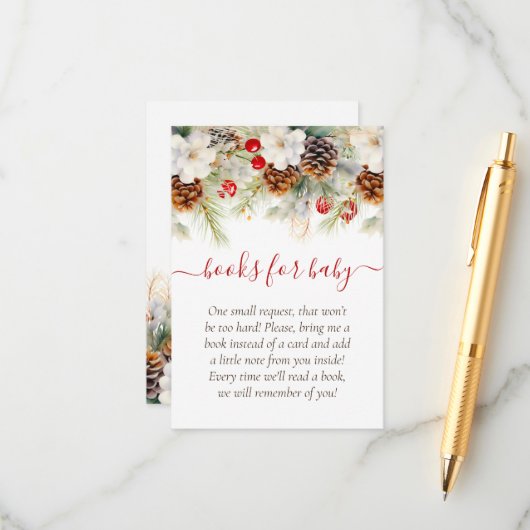 Carte D'accompagnement Elégant hiver Livres À feuillage persistant pour b (Devant/Arrière en situation)