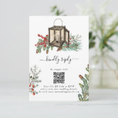 Carte D'accompagnement Élégant hiver Pins rustique Mariage de lanterne (Debout devant)