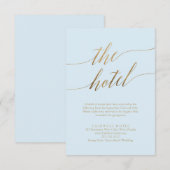 Carte D'accompagnement Elégant hôtel Gold et Blue Calligraphy (Devant / Derrière)