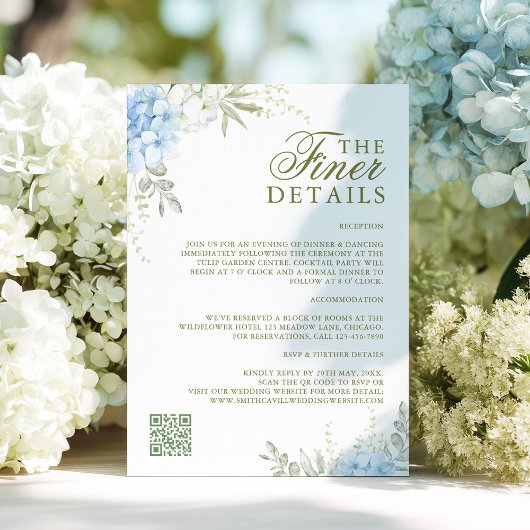 Carte D'accompagnement Elegant Hydrangea Wedding Details