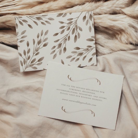 Carte D'accompagnement Elegant Ivory & Ash Fall Botanical Mariage Détail